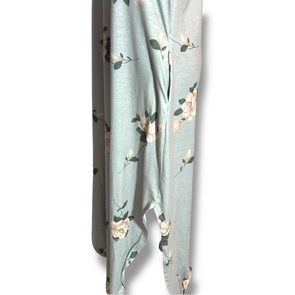 Anrabess Mint Green Floral Sleevelss Crewneck Asymmetrical Floral Maxi Dress - Picture 5 of 16